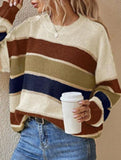 Relaxed Loose Classic Striped Crew Neck Sweater