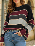 Relaxed Loose Classic Striped Crew Neck Sweater