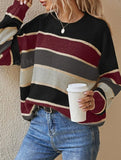 Relaxed Loose Classic Striped Crew Neck Sweater