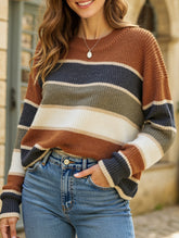 Relaxed Loose Classic Striped Crew Neck Sweater