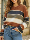 Relaxed Loose Classic Striped Crew Neck Sweater
