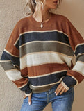 Relaxed Loose Classic Striped Crew Neck Sweater