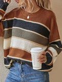 Relaxed Loose Classic Striped Crew Neck Sweater