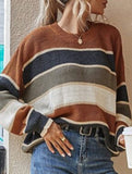 Relaxed Loose Classic Striped Crew Neck Sweater