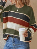 Relaxed Loose Classic Striped Crew Neck Sweater