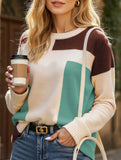 Simple pullover colorblock knitted sweater
