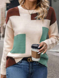 Simple pullover colorblock knitted sweater