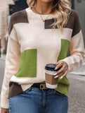 Simple pullover colorblock knitted sweater