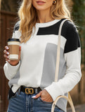 Simple pullover colorblock knitted sweater