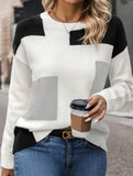 Simple pullover colorblock knitted sweater