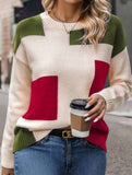 Simple pullover colorblock knitted sweater