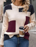 Simple pullover colorblock knitted sweater