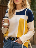Simple pullover colorblock knitted sweater
