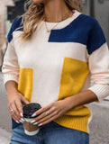Simple pullover colorblock knitted sweater