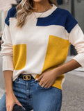 Simple pullover colorblock knitted sweater