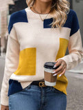 Simple pullover colorblock knitted sweater