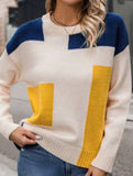 Simple pullover colorblock knitted sweater