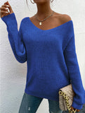 Lace hollow V-neck pullover long-sleeved sweater