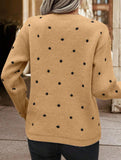 Polka dot jacquard round neck long-sleeved sweater