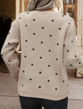 Polka dot jacquard round neck long-sleeved sweater