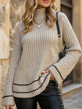Color-blocked loose long-sleeved sweater