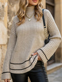 Color-blocked loose long-sleeved sweater