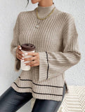 Color-blocked loose long-sleeved sweater