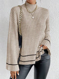 Color-blocked loose long-sleeved sweater