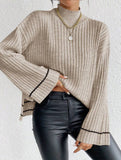 Color-blocked loose long-sleeved sweater