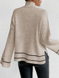 Color-blocked loose long-sleeved sweater