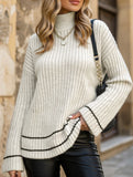 Color-blocked loose long-sleeved sweater