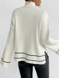Color-blocked loose long-sleeved sweater