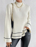 Color-blocked loose long-sleeved sweater