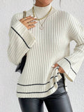 Color-blocked loose long-sleeved sweater