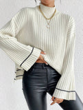 Color-blocked loose long-sleeved sweater