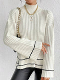 Color-blocked loose long-sleeved sweater