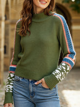 Hollow leopard print crew neck sweater