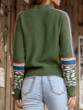 Hollow leopard print crew neck sweater
