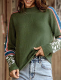 Hollow leopard print crew neck sweater