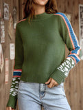 Hollow leopard print crew neck sweater