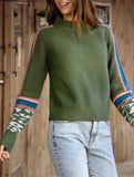 Hollow leopard print crew neck sweater