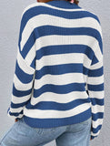 crew neck loose striped pullover sweater