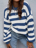 crew neck loose striped pullover sweater
