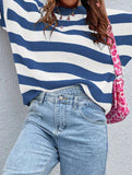 crew neck loose striped pullover sweater