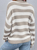 crew neck loose striped pullover sweater