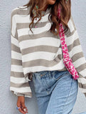 crew neck loose striped pullover sweater