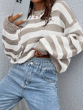 crew neck loose striped pullover sweater