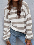 crew neck loose striped pullover sweater