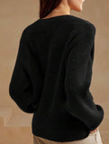 Versatile solid color V-neck cardigan