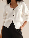 Versatile solid color V-neck cardigan